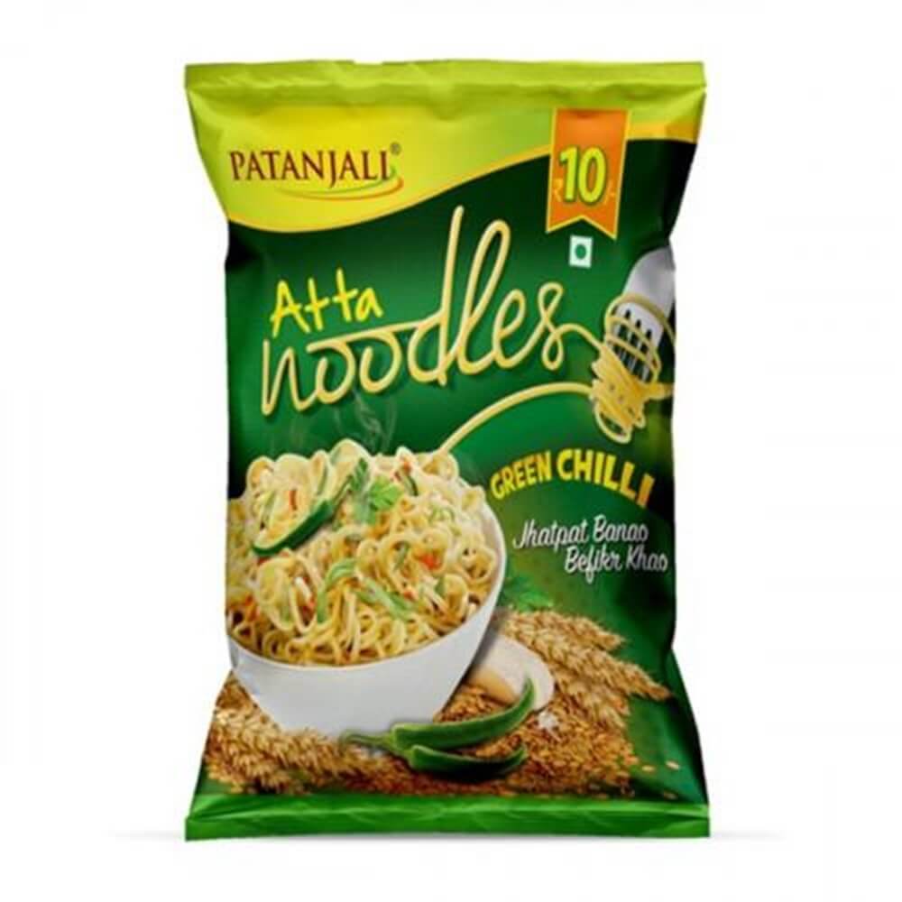 Patanjali Atta Noodles Green Chilli ( Pack of 10)