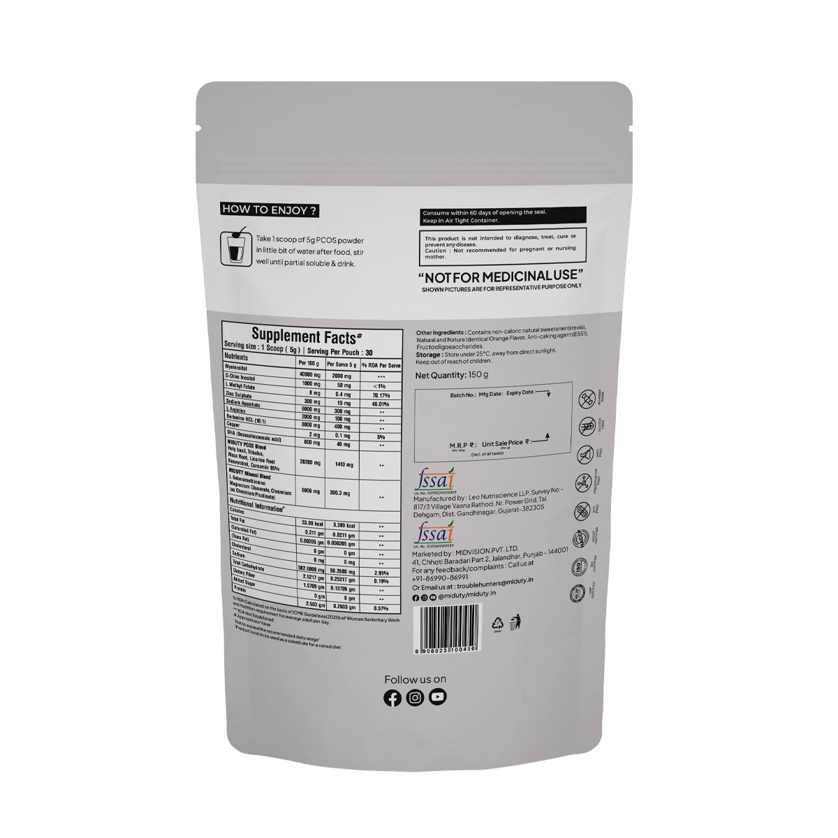 Miduty by Palak Notes PCOS Periods Fertility Powder