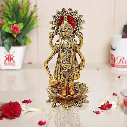 Buy Kridaykraft Gold-Polished Narayan/Vishnu Standing On Lotus Metal Statue