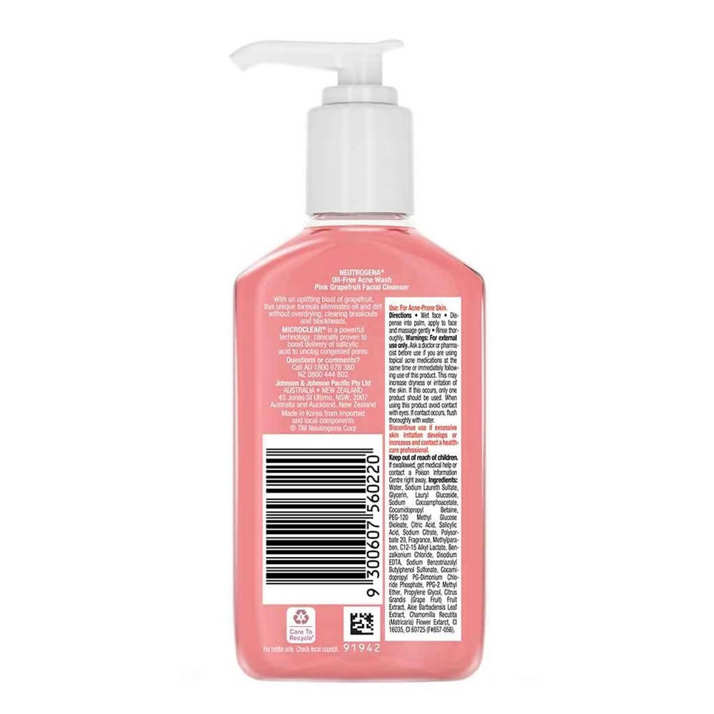 Neutrogena Oil-Free Acne Wash Pink Grapefruit Facial Cleanser - DrMediCart