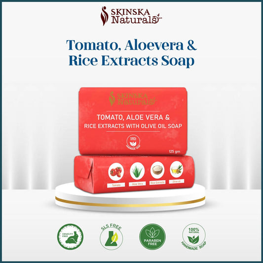 Buy Skinska Natural Tomato, Aloe Vera & Rice Extracts With Olive Oil Soap from DrMediCart, Ship from India to USA