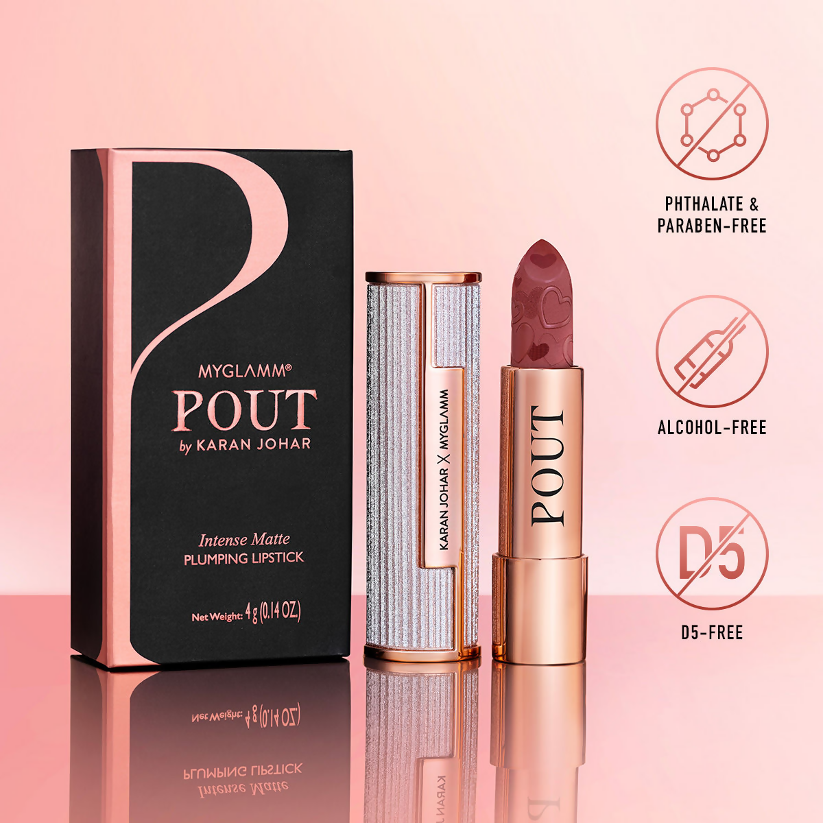 MyGlamm Pout By Karan Johar Intense Matte Plumping Lipstick - Dramatic Pout