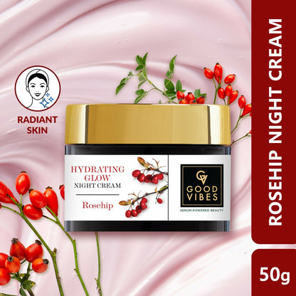 Good Vibes Rosehip Hydrating Glow Night Cream - Nourshing, Skin renewing, Sleep treatment