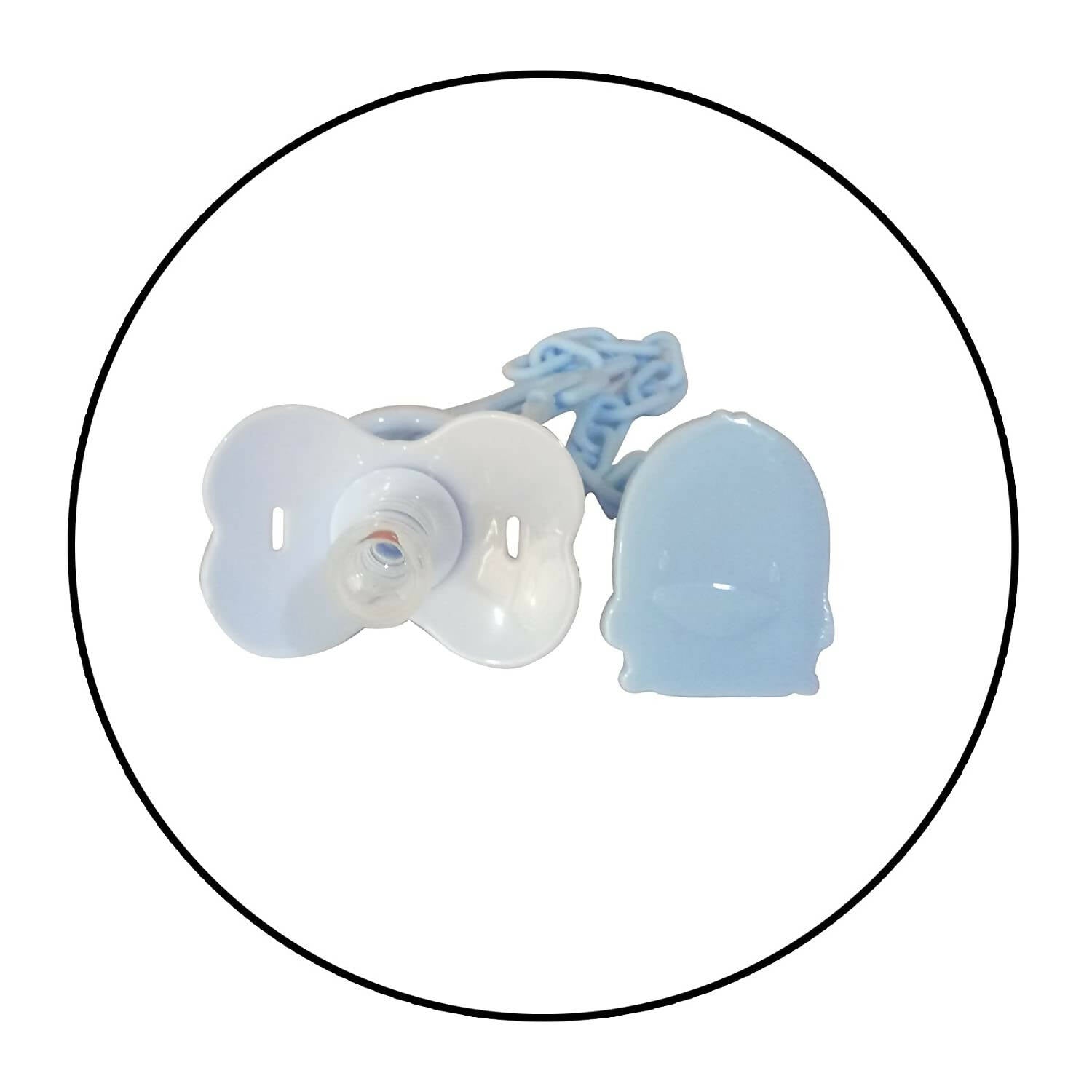Safe-O-Kid-Baby Pacifier/Nipple With Chain And Clip, in cute Cartoon shape Helps In Preventing From Dust - (Blue)