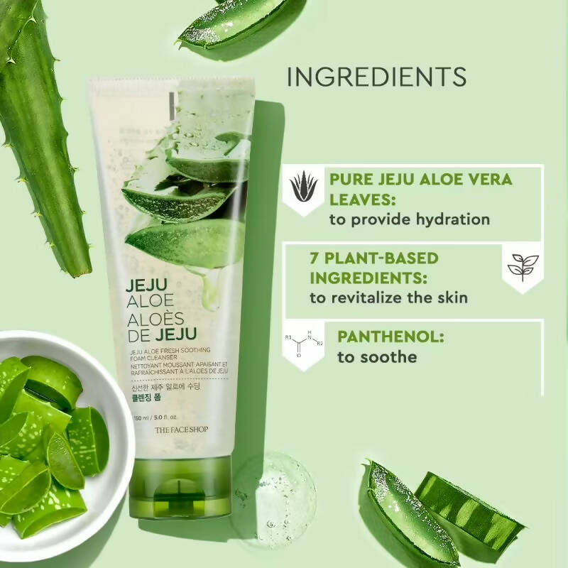 The Face Shop Jeju Aloe Fresh Soothing Foam Cleanser - Korean Skincare