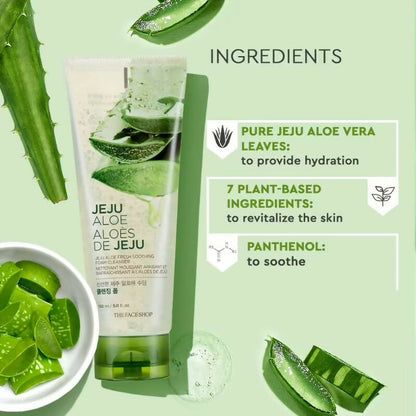 The Face Shop Jeju Aloe Fresh Soothing Foam Cleanser - Korean Skincare