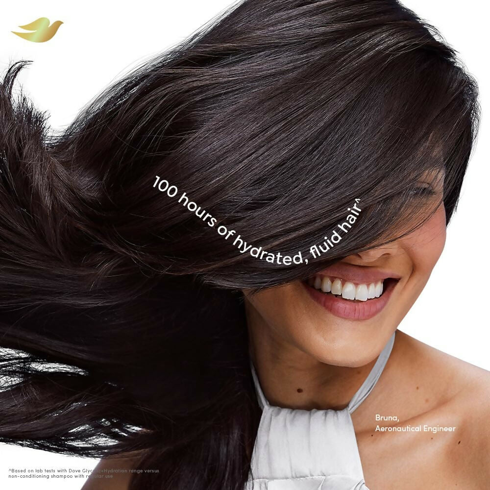 Dove Glycolic + Hydration Shampoo With 5% Hydra-Glycol For Upto 100 Hours Of Hydrated, Fluid Hair