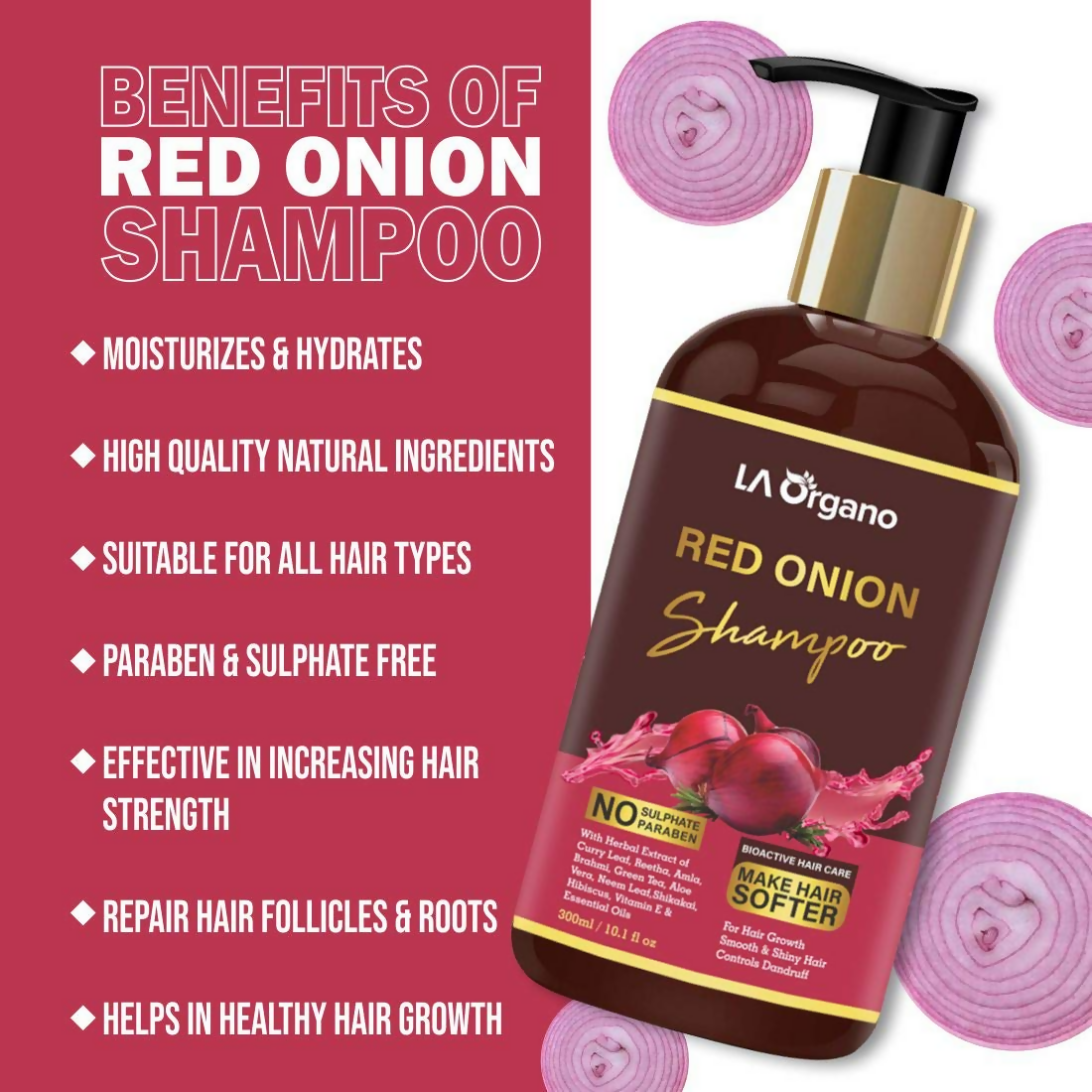 LA Organo Red Onion Hair Shampoo - DrMediCart