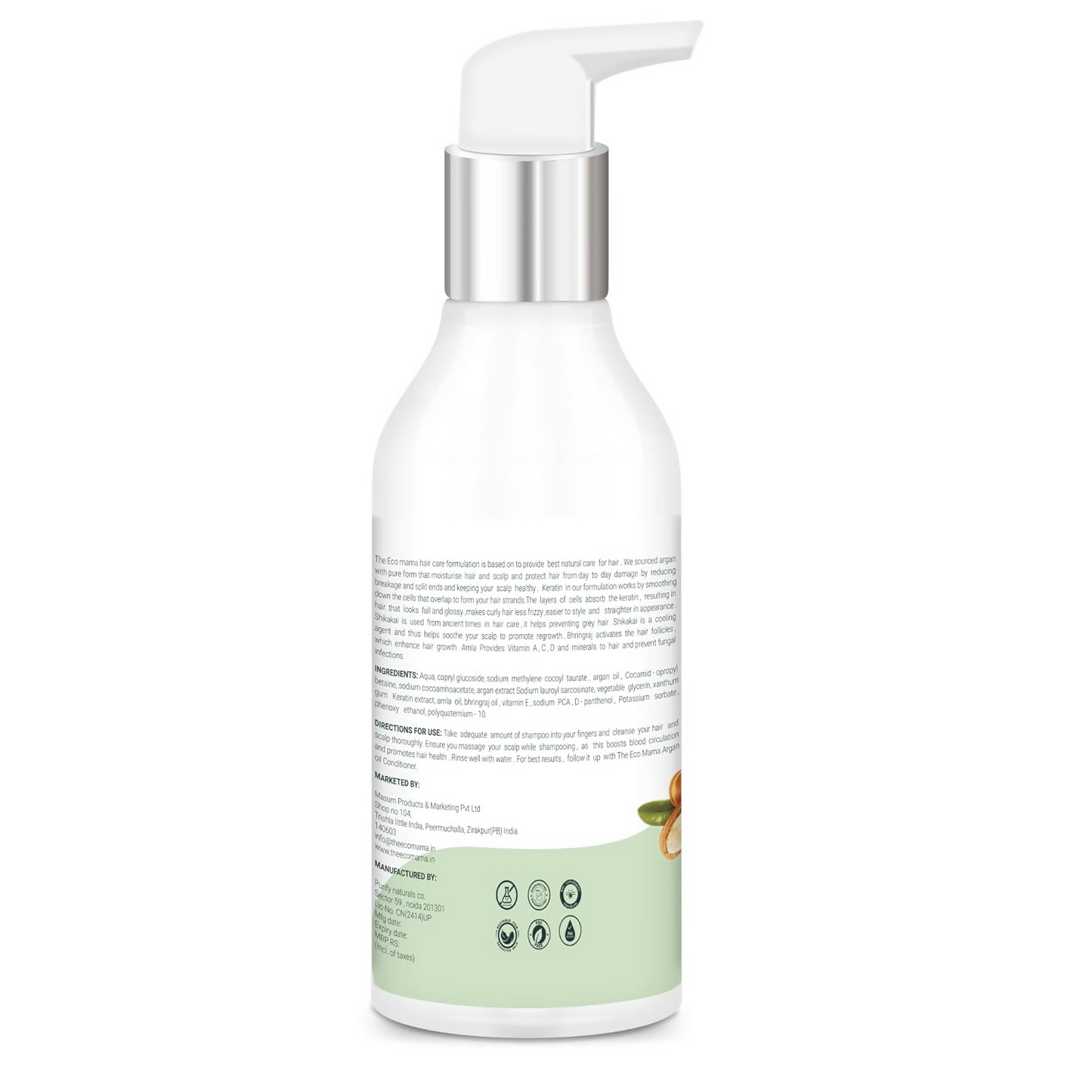 The Eco Mama Argan Keratin Shampoo With Amla Oil, Bhringraj Oil, and Vitamin E