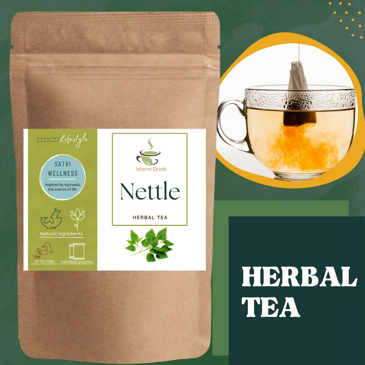 Satvi Wellness Nettle Herbal Tea Bags