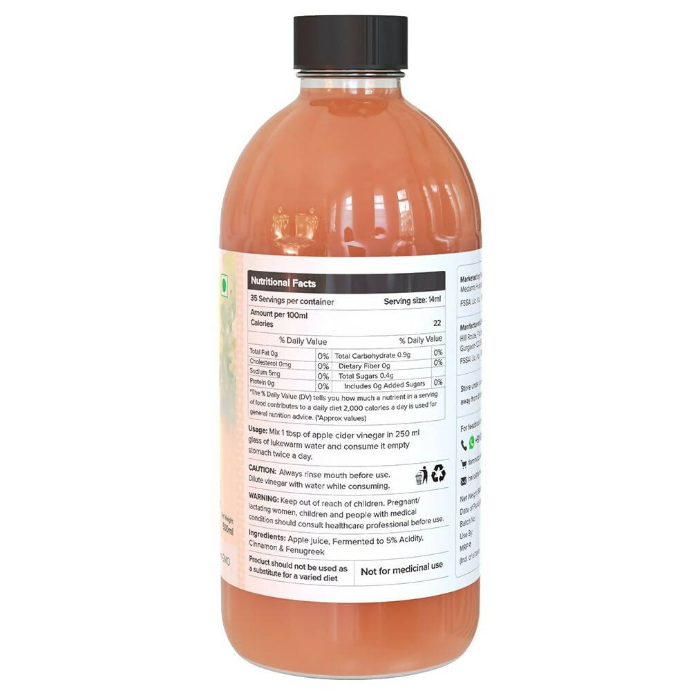 Farm Naturelle Organic Apple Cider Vinegar with Mother and Infused Cinnamon & Fenugreek