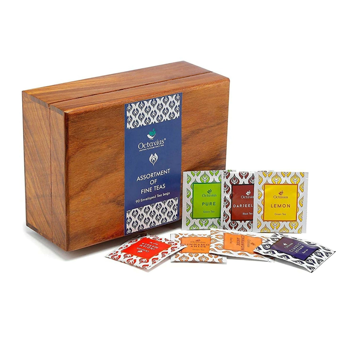 Octavius Dark Wood Caddy Wooden Gift Box - 90 Tea Bags