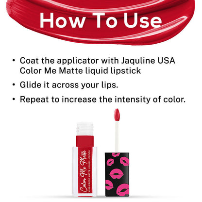 Jaquline USA Color Me Matte Liquid Lipstick  - Crimson Red