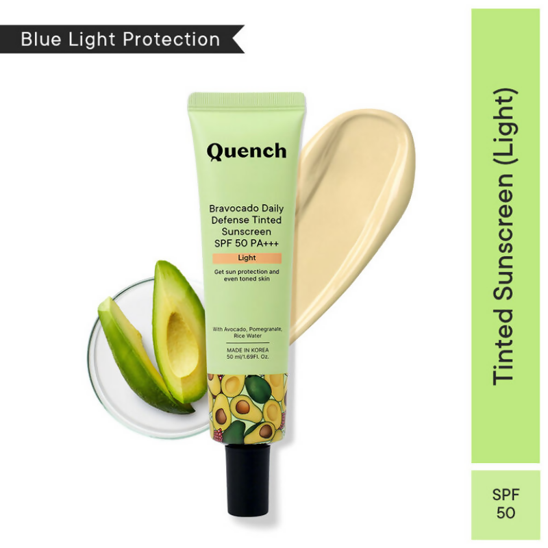 Quench Vitamin E Tinted SPF 50 Sunscreen PA+++ with both Mineral & Chemical Actives (Light)