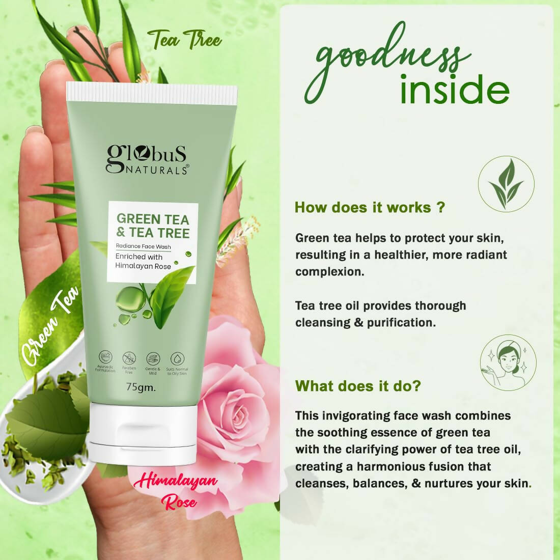 Globus Naturals Green Tea & Tea Tree Radiance Face Wash - DrMediCart