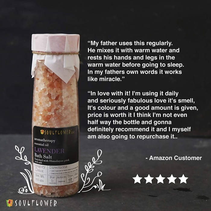 Soulflower Aromatherapy Essential Oil Lavender Bath Salt Enriched With Himalayan Pink Rock Salt - DrMediCart