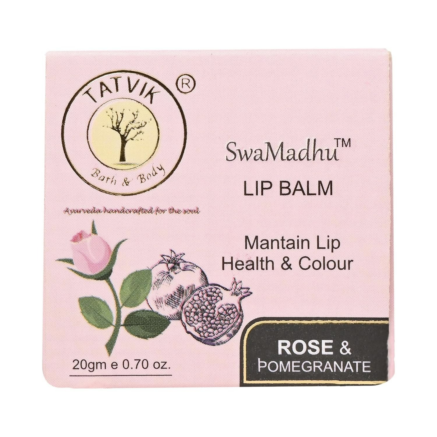 Tatvik Ayurveda Swamadhu Lip Balm & Tint (Rose & Pomegranate)