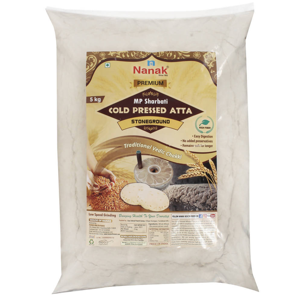 Nanak Premium MP Sharbati Cold Pressed Atta-Stoneground|Low Speed Grinding,5Kg