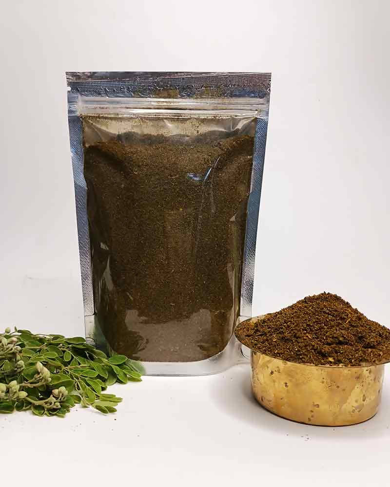 Kalagura Gampa Munagaku Karam Podi (Moringa Mirchi Powder)