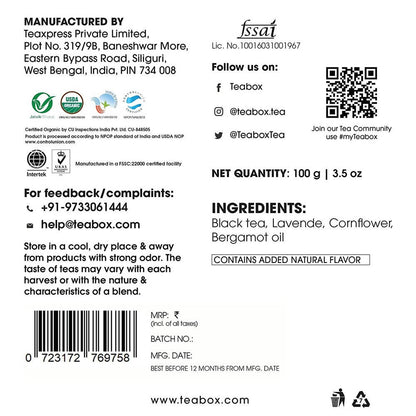 Teabox Lavender Earl Grey Black Tea Loose Leaves - Drmedicart