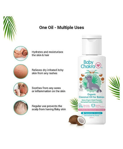 BabyChakra Wash, Shampoo, Massage Oil Hair Oil & Coconut Oil for Babies Combo