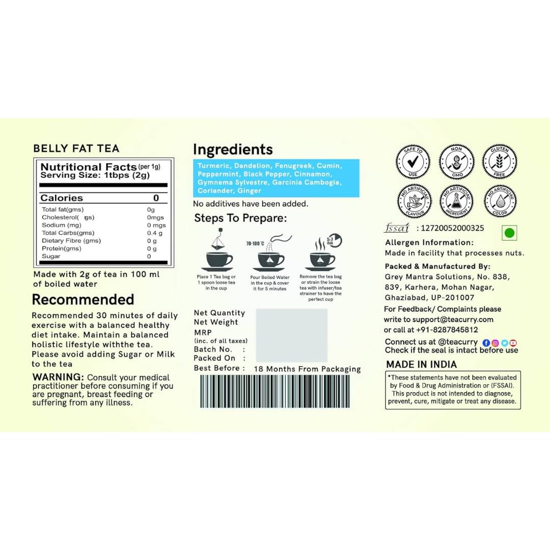 Teacurry Belly Fat Tea Bags - Drmedicart