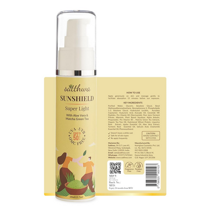 Satthwa Sunshield Super Light Sunscreen With Aloe Vera & Matcha Green Tea