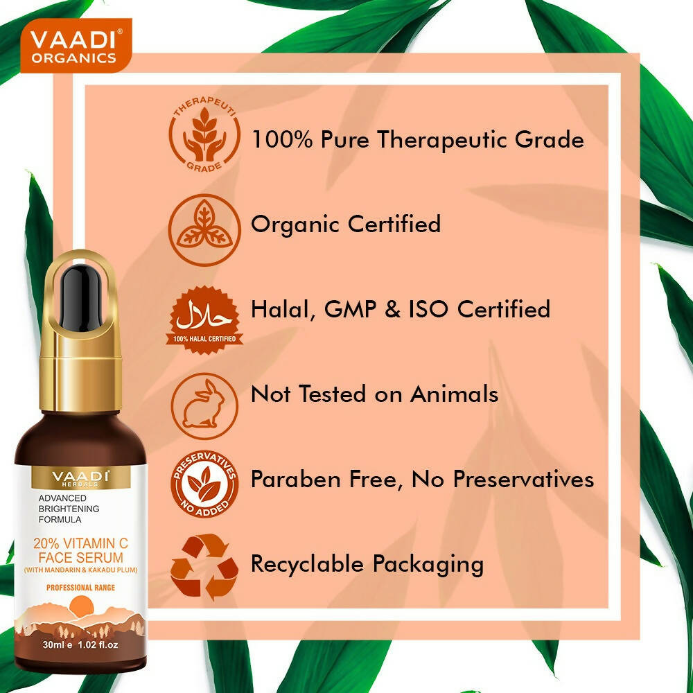 Vaadi Herbals 20% Vitamin C Face Serum With Advanced Brightening Formula - Drmedicart