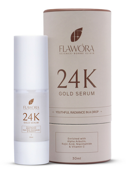 Flawora 24K Gold Face Serum With Vitamin C For Brightening & Anti-Aging Skin