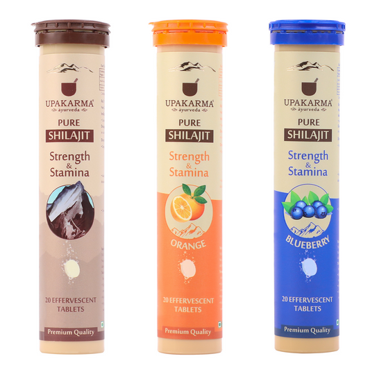 Buy Upakarma Ayurveda Pure SJ Effervescent Tablets in 3 Unique Flavors (Pure SJ, Orange & Blueberry) Combo from DrMediCart, Ship from India to USA