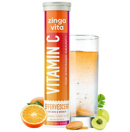 Buy Zingavita Vitamin C Effervescent Tablets for Stronger Immunity - Orange Flavor from DrMediCart, Ship from India to USA