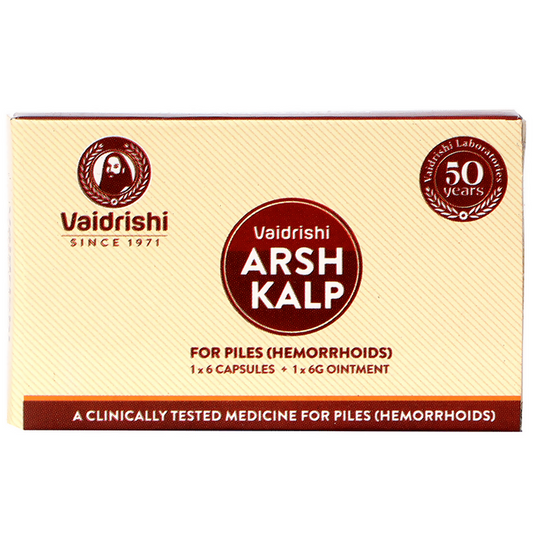 Vaidrishi Arsh Kalp Kit for Piles (6 Capsules & 1 Tube of 6gm Ointment)