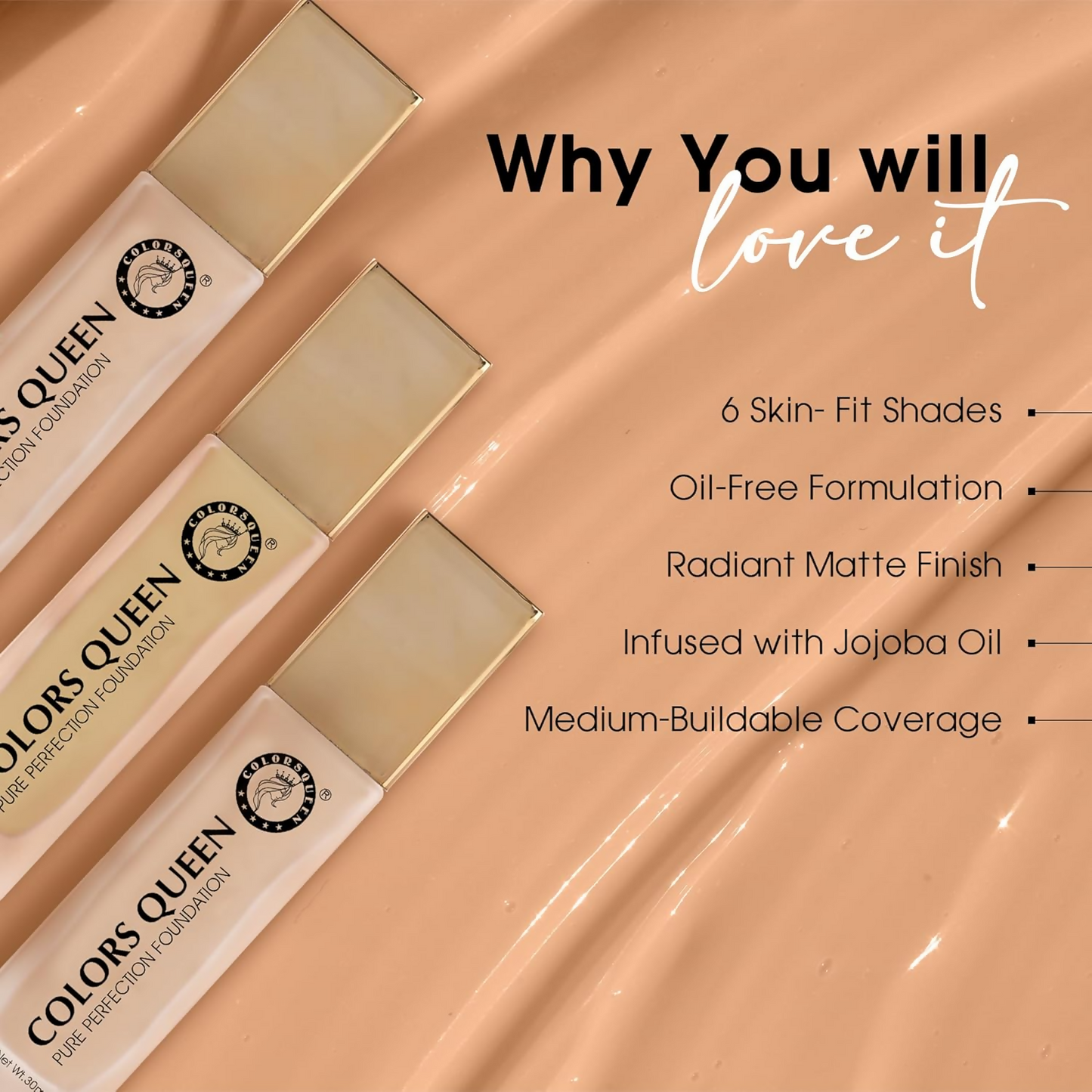 Colors Queen Pure Perfection Foundation – 01 White Ivory