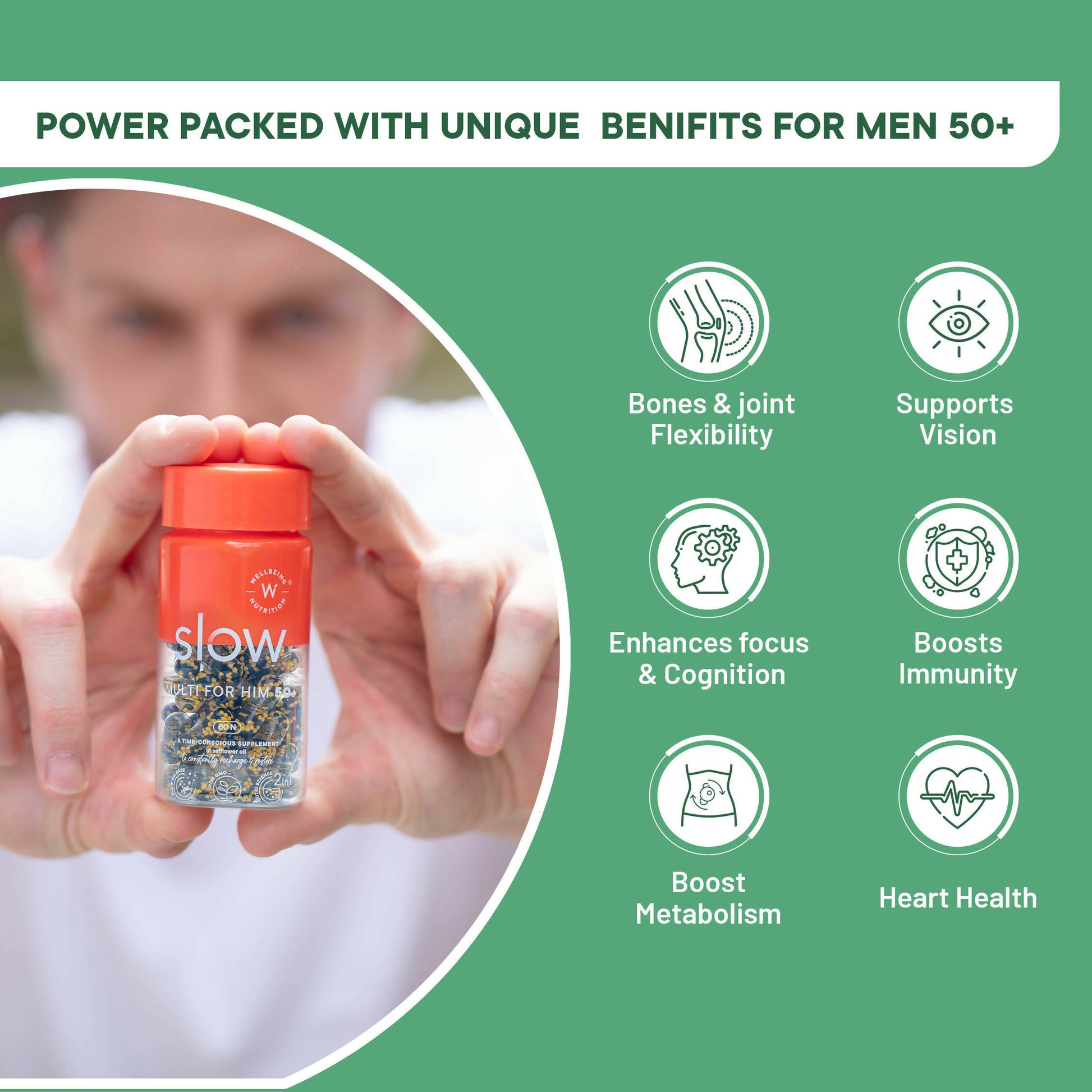 Wellbeing Nutrition Slow | Multivitamin for Him 50+ Capsules - Drmedicart