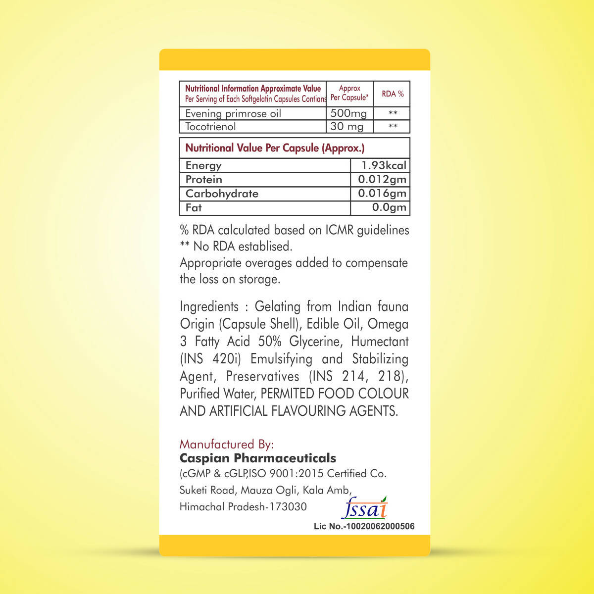 Fytika Epo 1000 Evening Primrose Oil and Tocotrienol Capsules