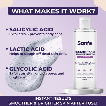 Sanfe Instant Tan & Dead Skin Removal Exfoliating Body Wash