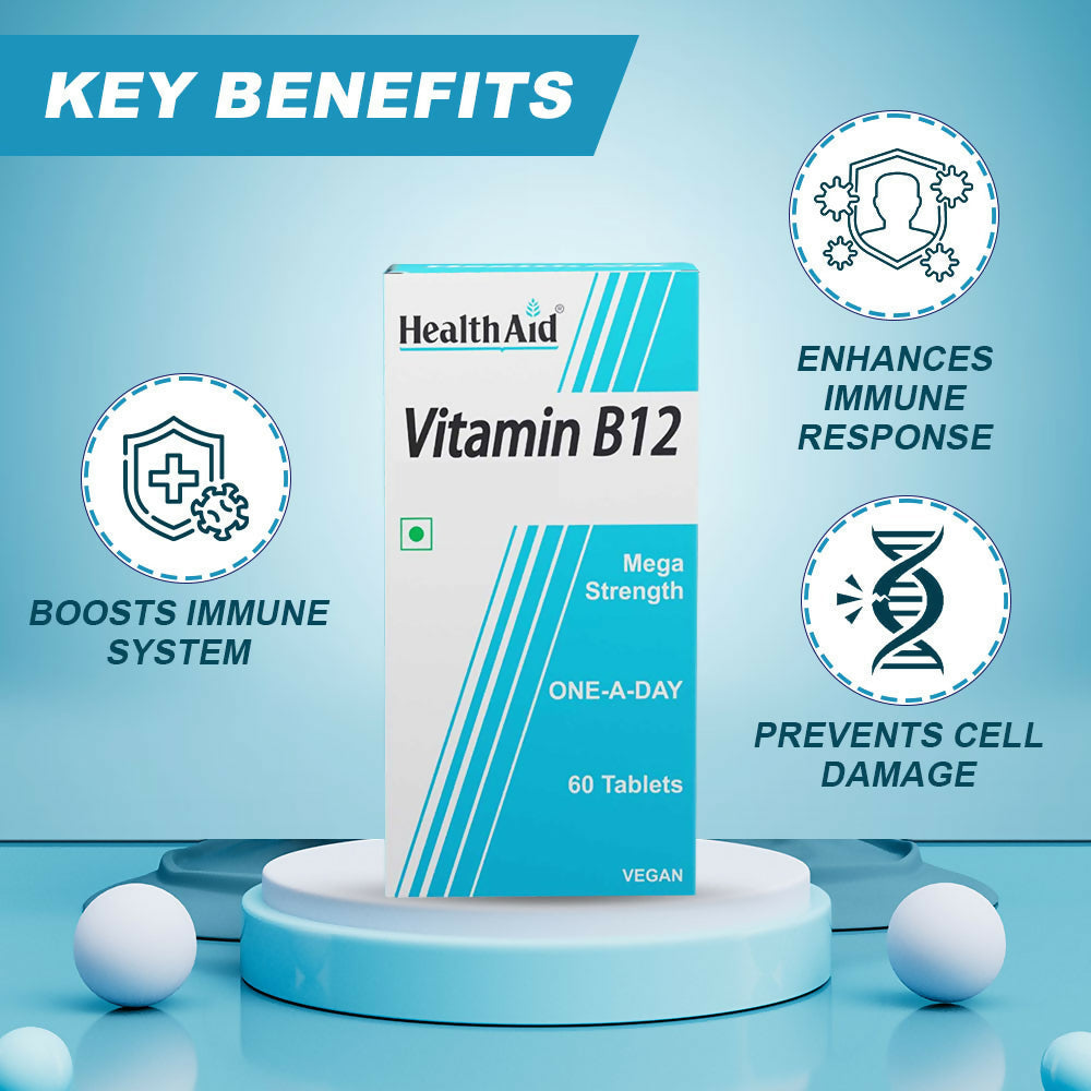 HealthAid Vitamin B12 1000 mcg Mega Strength Tablets - Limited Time Offer
