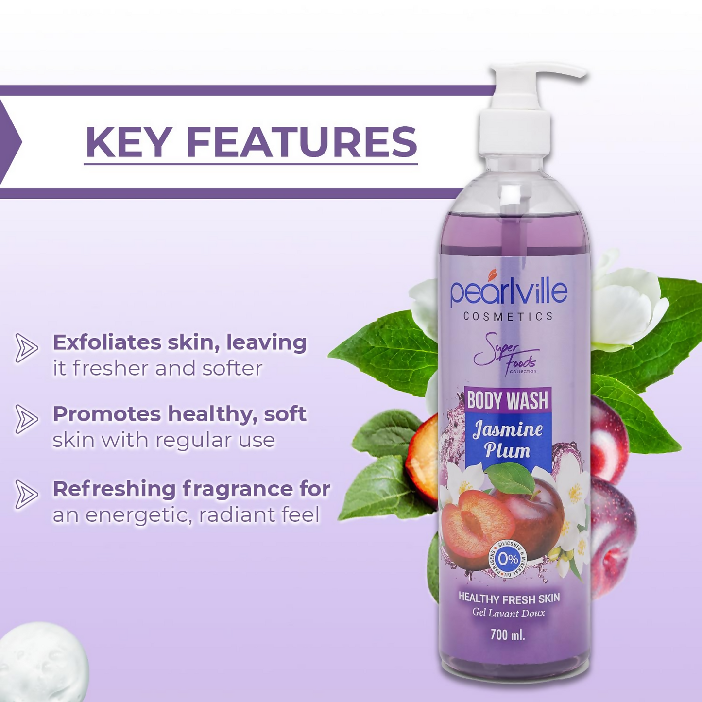 Pearlville Super Foods Collection Jasmine Plum Body Wash