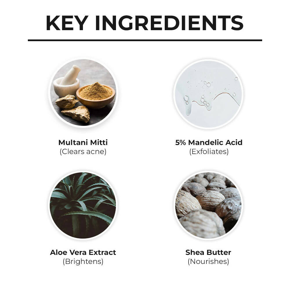 Dr. Sheth's Multani Mitti & Mandelic Acid Face Mask For Glowing Skin, Oil Control, Tan Removal & Skin Brightening