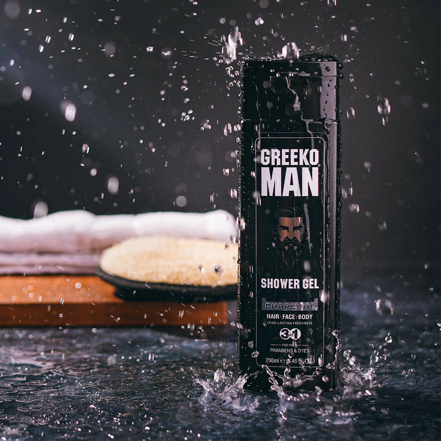 Vasu Healthcare Greeko Man 3 in 1 Charcoal Shower Gel - Drmedicart