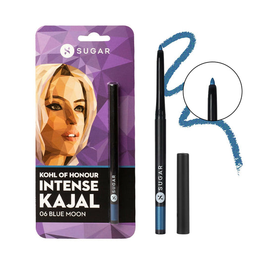 Sugar Cosmetics Kohl of Honour Intense Kajal Upto 12 hrs, Long Lasting, Smudge Proof & Waterproof Kajal - 06 Blue Moon