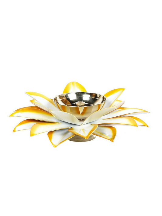 CraftVatika Gold -Toned Lotus Shaped Diya For Pooja