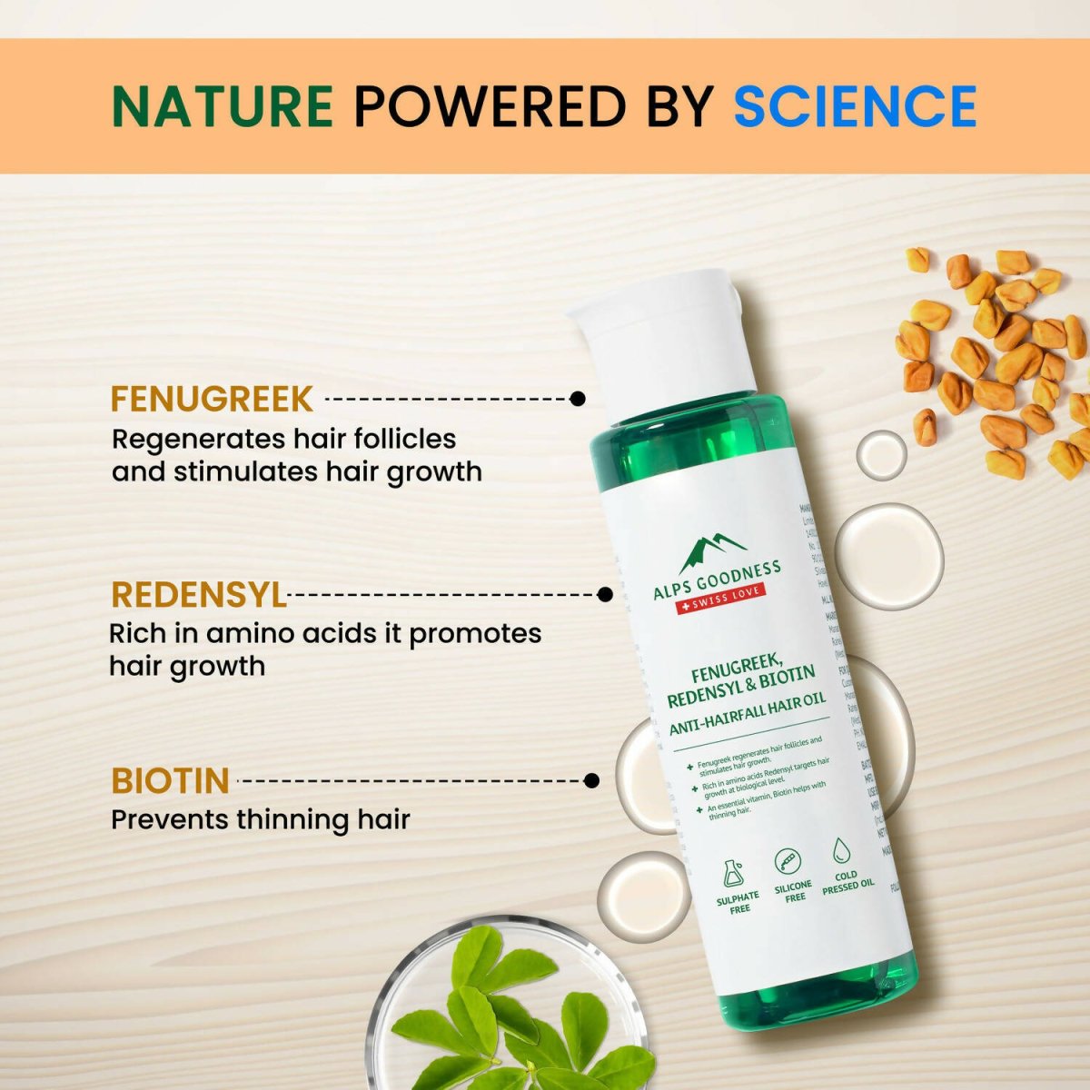 Alps Goodness Fenugreek, Biotin & Redensyl Anti-Hairfall Hair Oil - DrMediCart