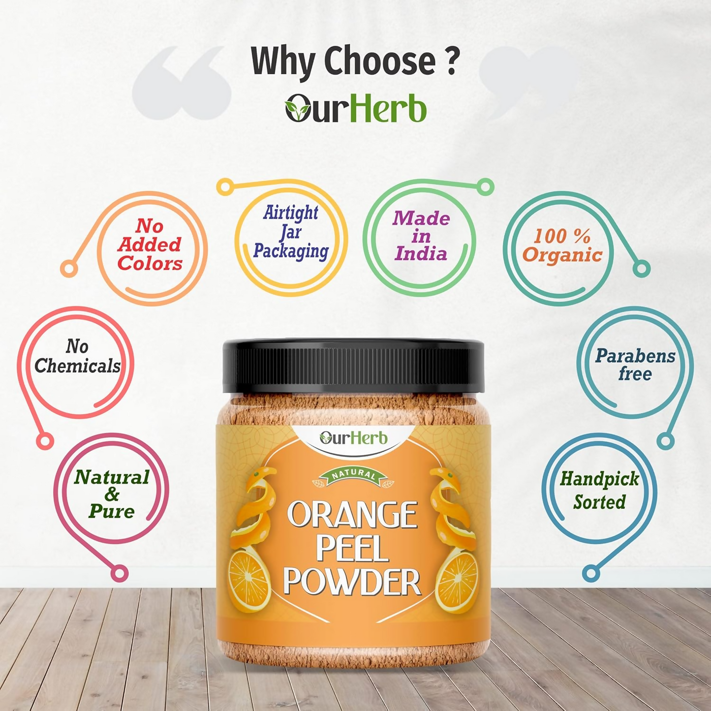 OurHerb Pure & Natural Orange Peel Powder For Face Pack With Vitamin C & Antioxidants