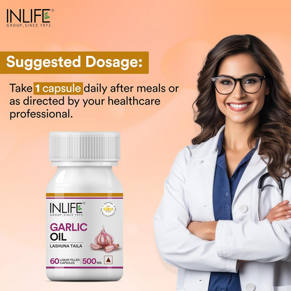 Inlife Garlic Oil Supplement 500 mg Capsules