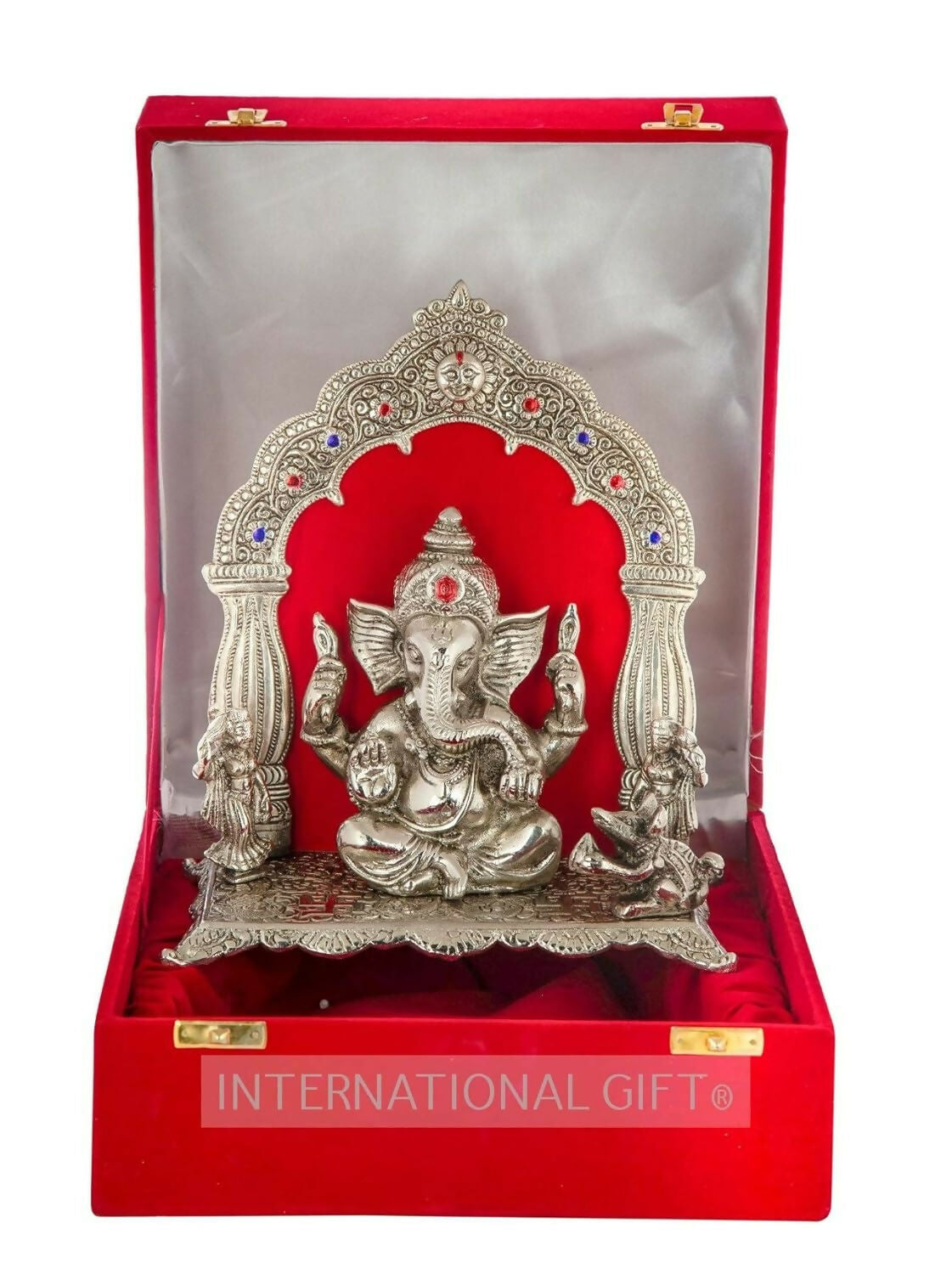 Buy International Gift Silver-Plated Oxidized Finish Ganesha Idol