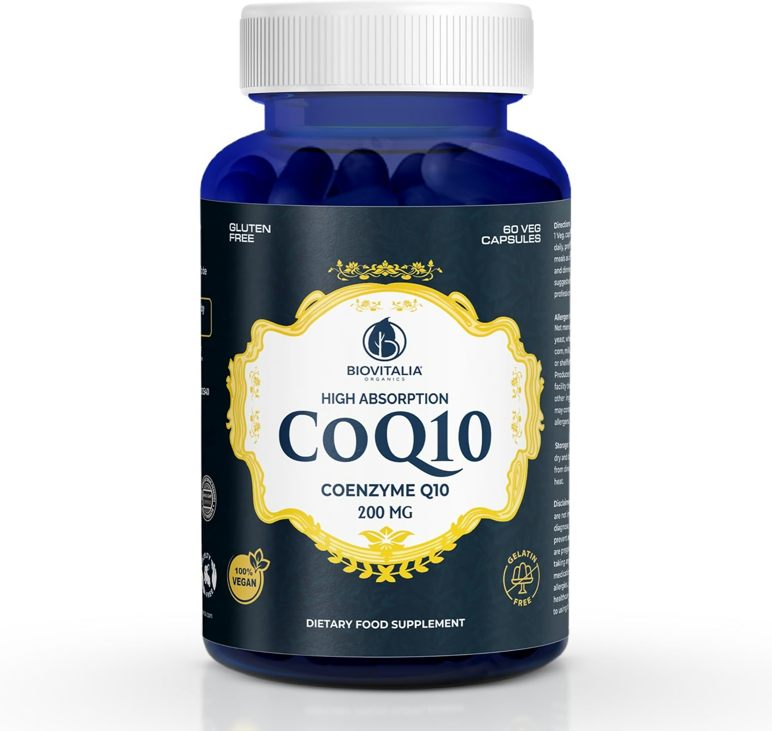 Biovitalia CoQ10 200 mg Coenzyme Q10 Supplement Capsules