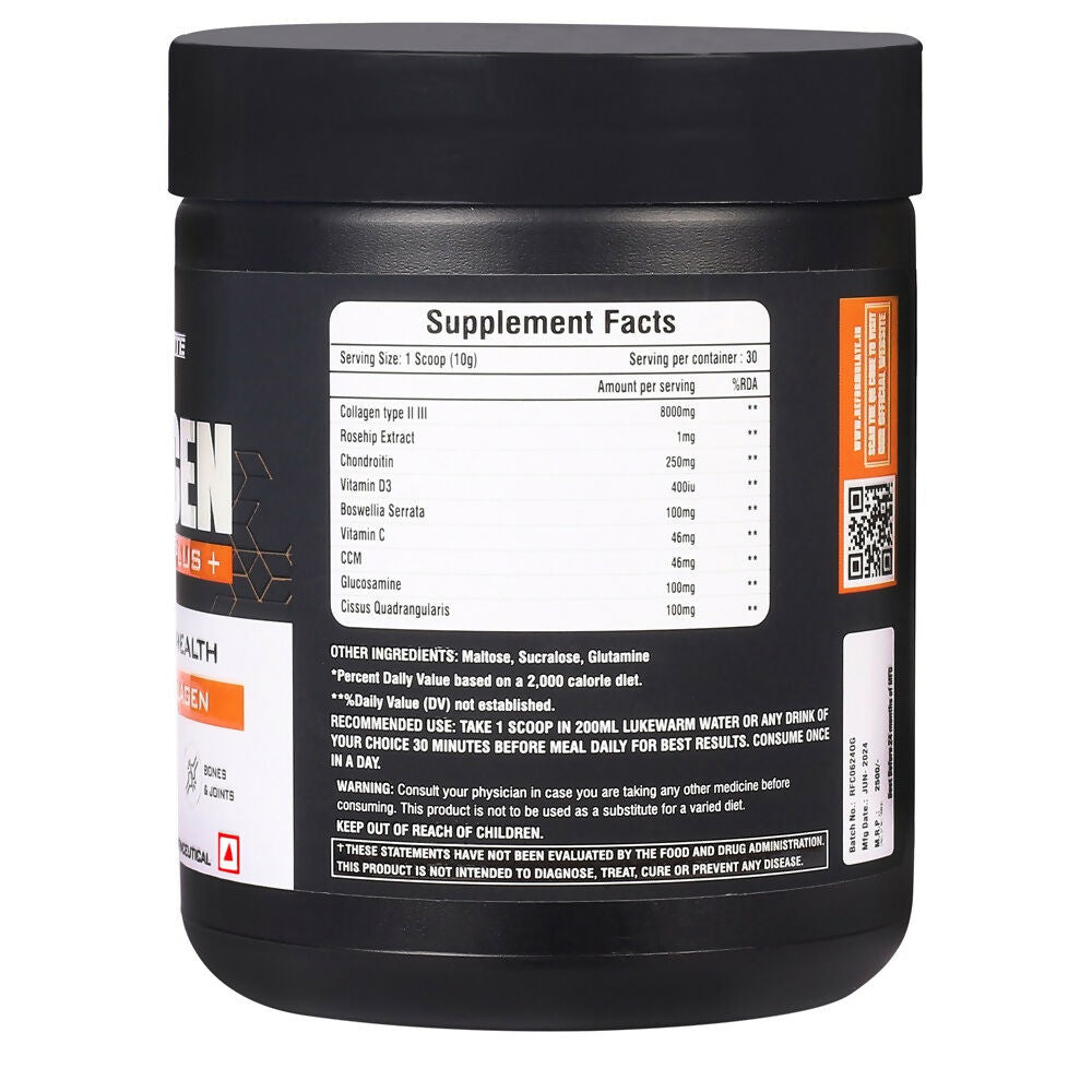 Reformulate CollaGen Plus+ Improves Bone Health Hydrolyzed Collagen I Hair I Skin I Nails I Bones I Joints I Non-Veg I Pine Apple