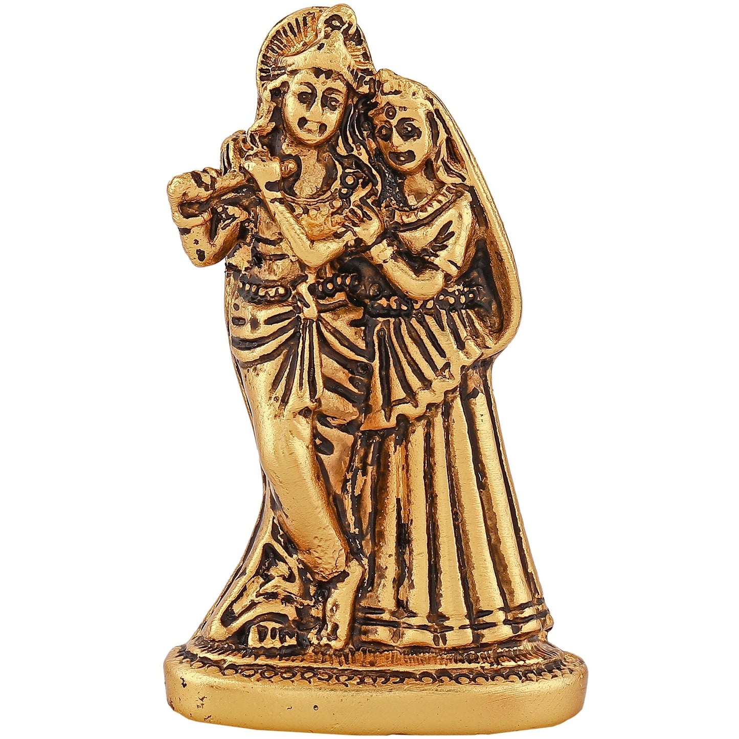 Estele Gold -Polished Devotional Shree Radha Krishna Idol for Home/Car Decor