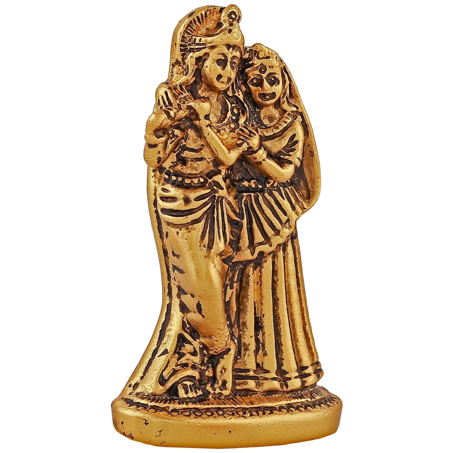 Estele Gold -Polished Devotional Shree Radha Krishna Idol for Home/Car Decor